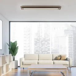 LED-Deckenleuchte, Holzoptik, dimmbar, Fernbedienung, CCT