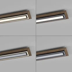 LED-Deckenleuchte, Holzoptik, dimmbar, Fernbedienung, CCT