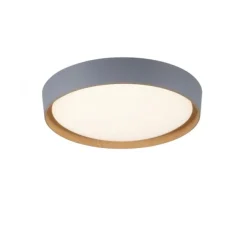 LED Deckenleuchte Holzoptik grau rund dimmbar Wandschalter energiesparend