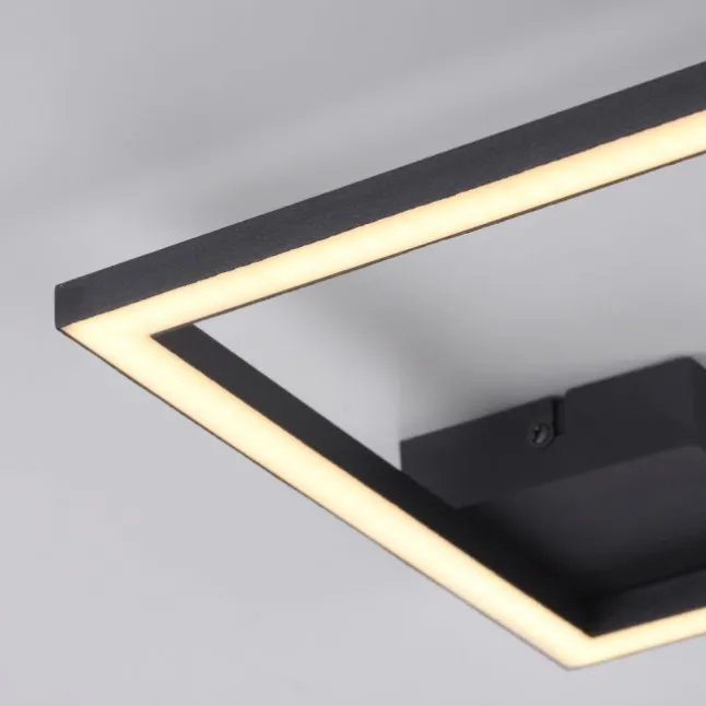 LED Deckenleuchte IVEN, schwarz, 1 quadrat, flach, warmweiß, modern