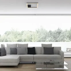 LED Deckenleuchte IVEN, schwarz, 1 quadrat, flach, warmweiß, modern