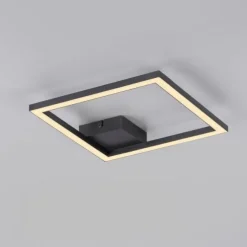 LED Deckenleuchte IVEN, schwarz, 1 quadrat, flach, warmweiß, modern