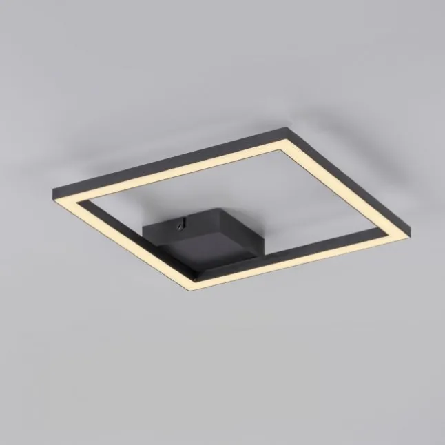 LED Deckenleuchte IVEN, schwarz, 1 quadrat, flach, warmweiß, modern