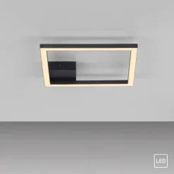 LED Deckenleuchte IVEN, schwarz, 1 quadrat, flach, warmweiß, modern