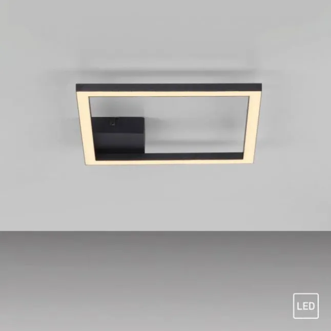 LED Deckenleuchte IVEN, schwarz, 1 quadrat, flach, warmweiß, modern