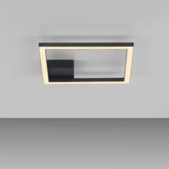 LED Deckenleuchte IVEN, schwarz, 1 quadrat, flach, warmweiß, modern