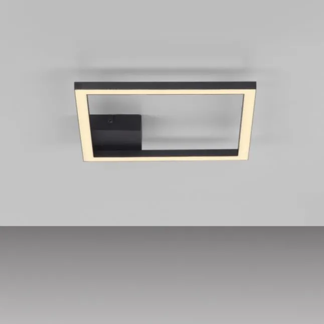 LED Deckenleuchte IVEN, schwarz, 1 quadrat, flach, warmweiß, modern