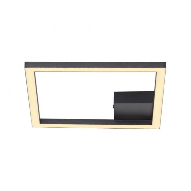 LED Deckenleuchte IVEN, schwarz, 1 quadrat, flach, warmweiß, modern