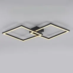 LED Deckenleuchte IVEN, schwarz, 2 Quadrate, flach, warmweiß modern