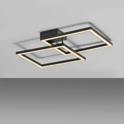 LED Deckenleuchte IVEN, schwarz, 2 Quadrate, flach, warmweiß modern