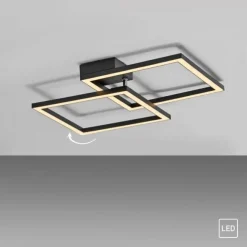 LED Deckenleuchte IVEN, schwarz, 2 Quadrate, flach, warmweiß modern
