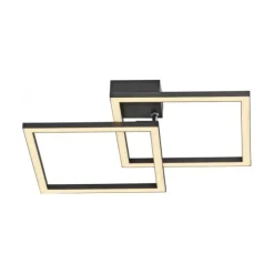 LED Deckenleuchte IVEN, schwarz, 2 Quadrate, flach, warmweiß modern