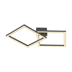 LED Deckenleuchte IVEN, schwarz, 2 Quadrate, flach, warmweiß modern