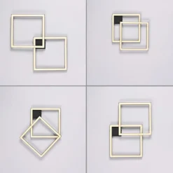 LED Deckenleuchte IVEN, schwarz, 2 Quadrate, flach, warmweiß modern