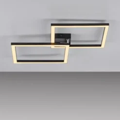 LED Deckenleuchte IVEN, schwarz, 2 Quadrate, flach, warmweiß modern