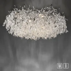 LED Deckenleuchte Kronleuchter chrom glänzend Kristallanhänger