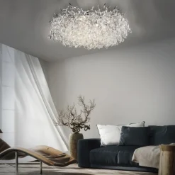 LED Deckenleuchte Kronleuchter chrom glänzend Kristallanhänger