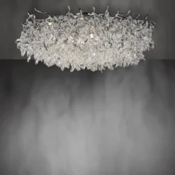 LED Deckenleuchte Kronleuchter chrom glänzend Kristallanhänger