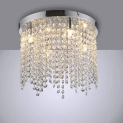 LED Deckenleuchte KULUNKA, chrom, Kristallanhänger
