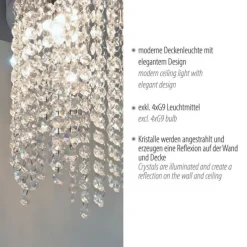 LED Deckenleuchte KULUNKA, chrom, Kristallanhänger