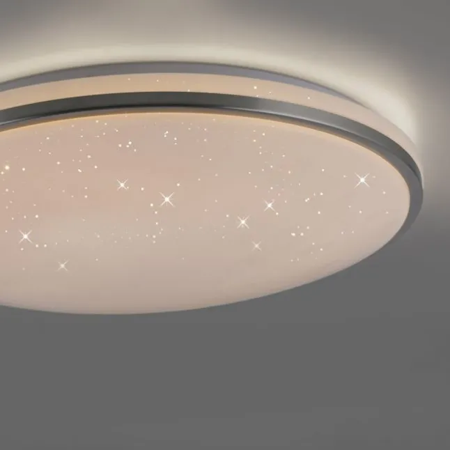 LED Deckenleuchte KYLE, stahl, rund, dimmbar, Sternenhimmeloptik, D 49 cm