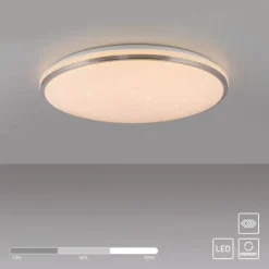 LED Deckenleuchte KYLE, stahl, rund, dimmbar, Sternenhimmeloptik, D 49 cm
