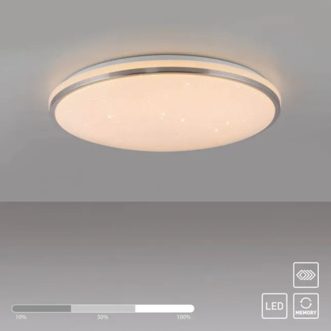 LED Deckenleuchte KYLE, stahl, rund, dimmbar, Sternenhimmeloptik, D 49 cm