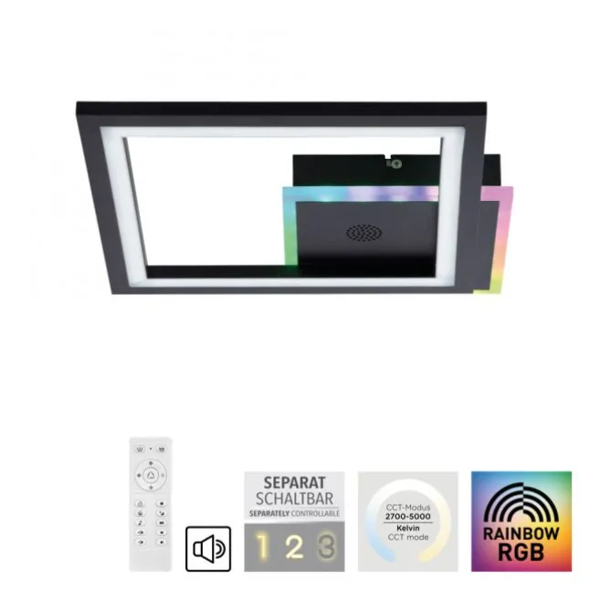 LED Deckenleuchte Lautsprecher Bluetooth schwarz Rainbow RGB