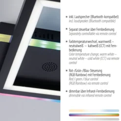 LED Deckenleuchte Lautsprecher Bluetooth schwarz Rainbow RGB