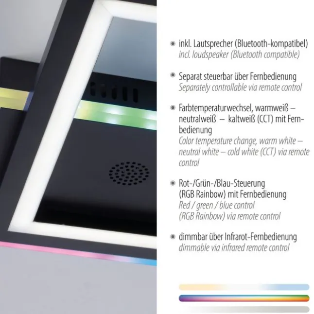 LED Deckenleuchte Lautsprecher Bluetooth schwarz Rainbow RGB