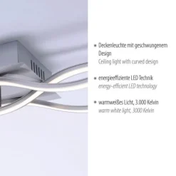 LED-Deckenleuchte, 3 Leuchtarme, Wellenform, warmweiß, energiesparend