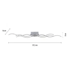 LED-Deckenleuchte, 3 Leuchtarme, Wellenform, warmweiß, energiesparend