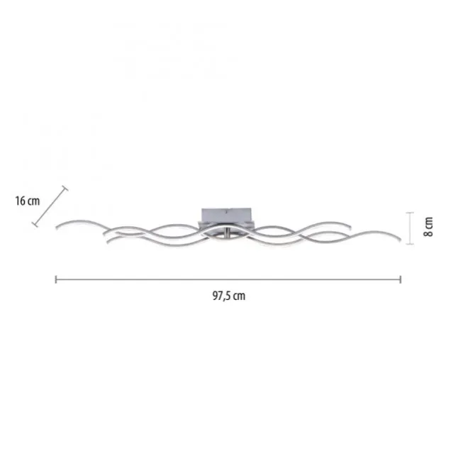 LED-Deckenleuchte, 3 Leuchtarme, Wellenform, warmweiß, energiesparend