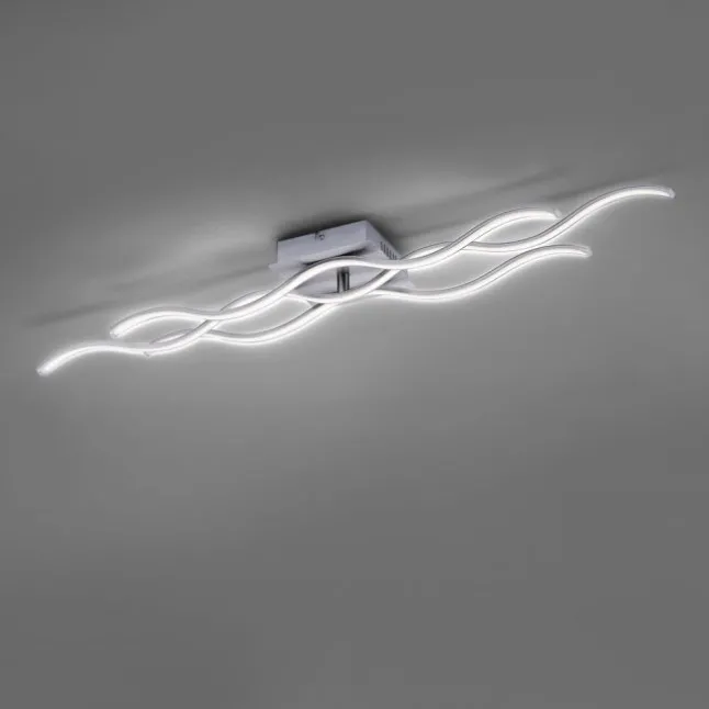 LED-Deckenleuchte, 3 Leuchtarme, Wellenform, warmweiß, energiesparend