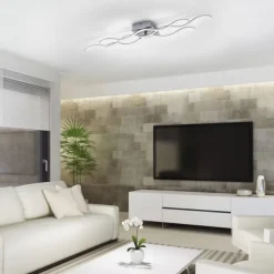 LED-Deckenleuchte, 3 Leuchtarme, Wellenform, warmweiß, energiesparend