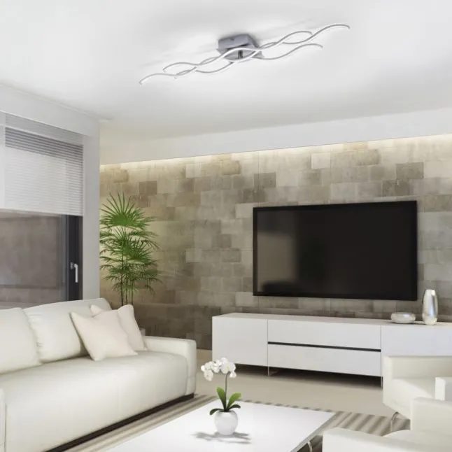 LED-Deckenleuchte, 3 Leuchtarme, Wellenform, warmweiß, energiesparend