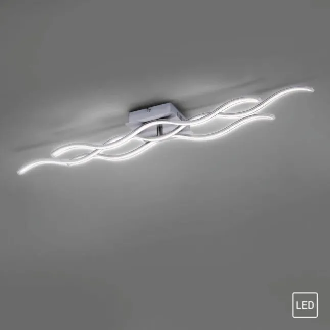 LED-Deckenleuchte, 3 Leuchtarme, Wellenform, warmweiß, energiesparend