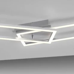LED Deckenleuchte längliche Rahmen silberfarbig flach 3 Stufen Dimmung