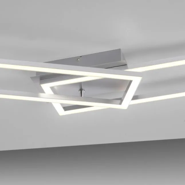 LED Deckenleuchte längliche Rahmen silberfarbig flach 3 Stufen Dimmung
