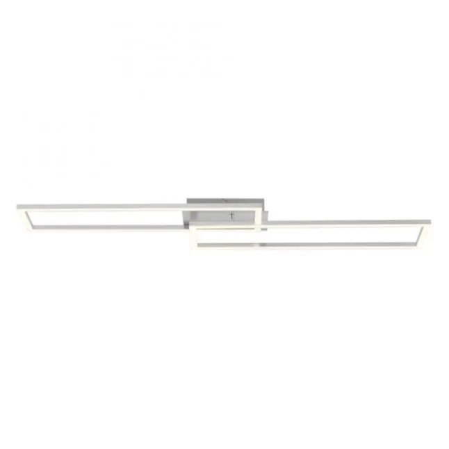 LED Deckenleuchte längliche Rahmen silberfarbig flach 3 Stufen Dimmung