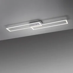 LED Deckenleuchte längliche Rahmen silberfarbig flach 3 Stufen Dimmung