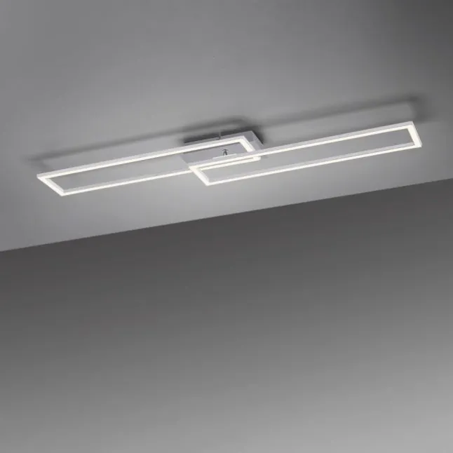 LED Deckenleuchte längliche Rahmen silberfarbig flach 3 Stufen Dimmung