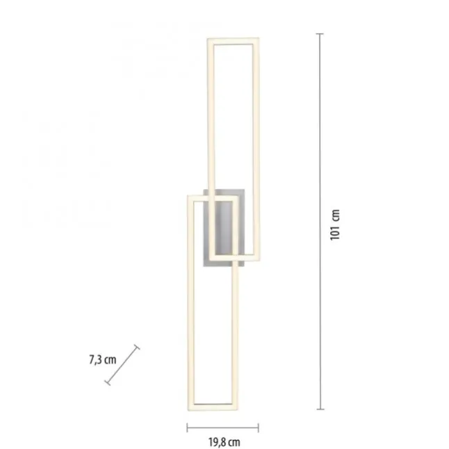 LED Deckenleuchte längliche Rahmen silberfarbig flach 3 Stufen Dimmung
