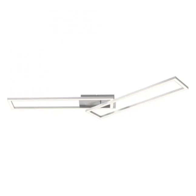 LED Deckenleuchte längliche Rahmen silberfarbig flach 3 Stufen Dimmung
