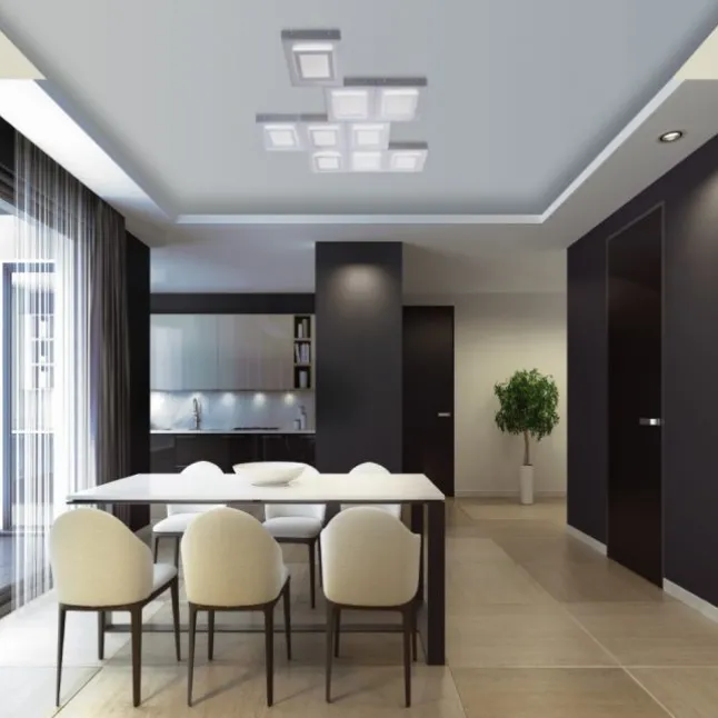 LED-Deckenleuchte, Master, aluminiumfarben, 30x30cm, modern, quadratisch