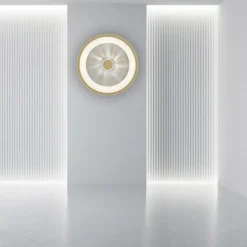 LED Deckenleuchte messing matt rund Kristalleffekte dimmbar