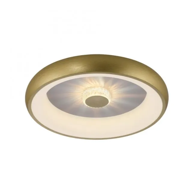 LED Deckenleuchte messing matt rund Kristalleffekte dimmbar