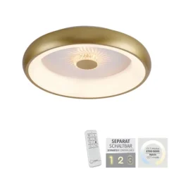 LED Deckenleuchte messing matt rund Kristalleffekte dimmbar