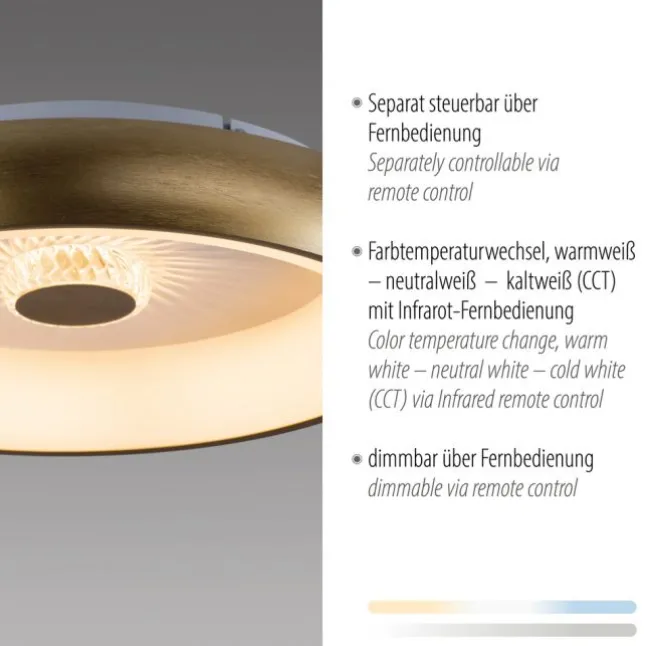LED Deckenleuchte messing matt rund Kristalleffekte dimmbar