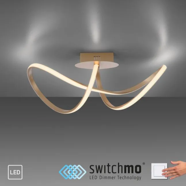 LED-Deckenleuchte, messing-matt, dimmbar, IP20, Innenleuchte